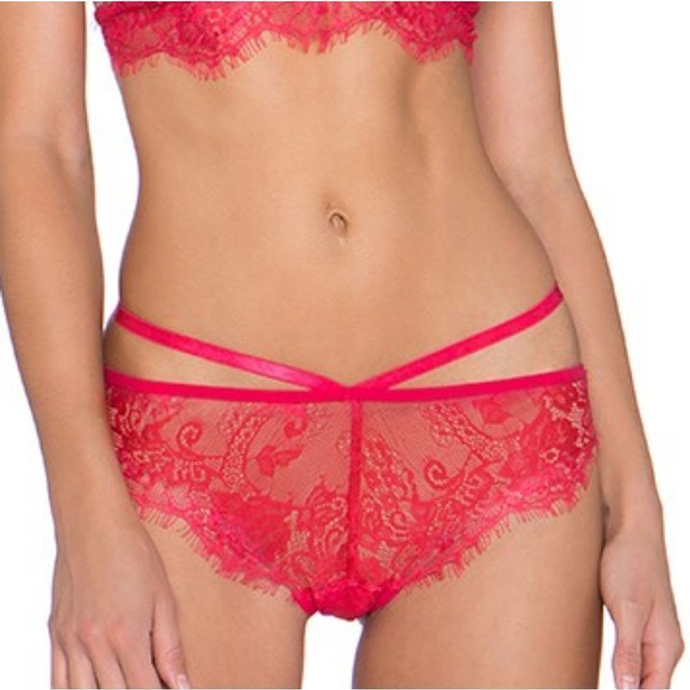 StyleStalker Ladies Size Medium Safia Briefs with Eyelash Lace in Rose